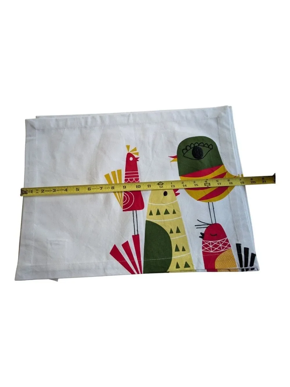 Crate & Barrel SET of 4 - Four Calling Birds Placemats Modern Embroidered Red